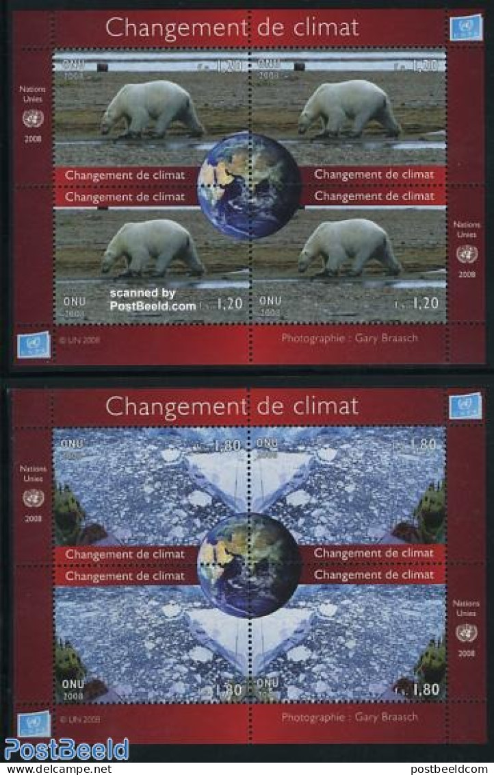 United Nations, Geneva 2008 Climate Change 2 S/s, Mint NH, Nature - Science - Transport - Bears - Environment - The Ar.. - Protection De L'environnement & Climat
