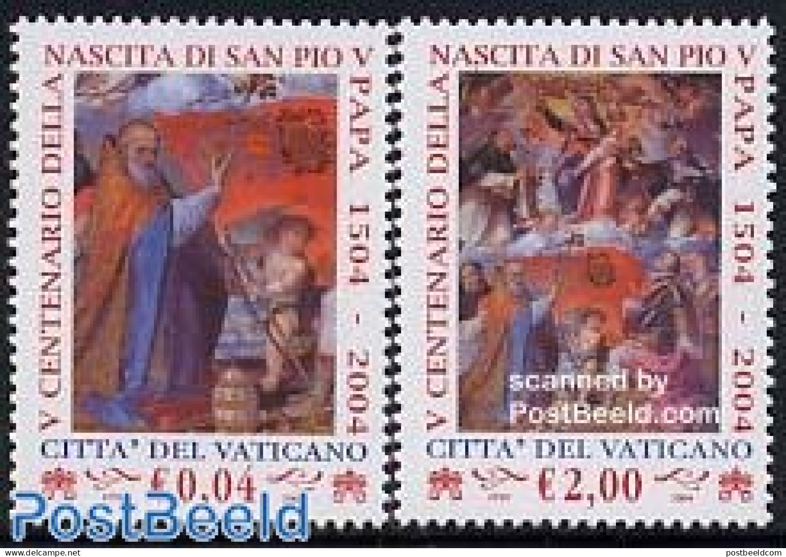 Vatican 2004 Pope Pius V 2v, Mint NH, Religion - Pope - Nuovi
