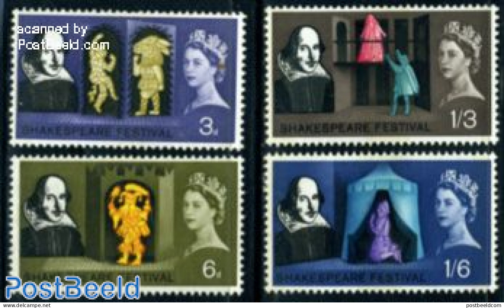 Great Britain 1964 Shakespeare 4v, Phosphor, Mint NH, Performance Art - Theatre - Art - Authors - Unused Stamps