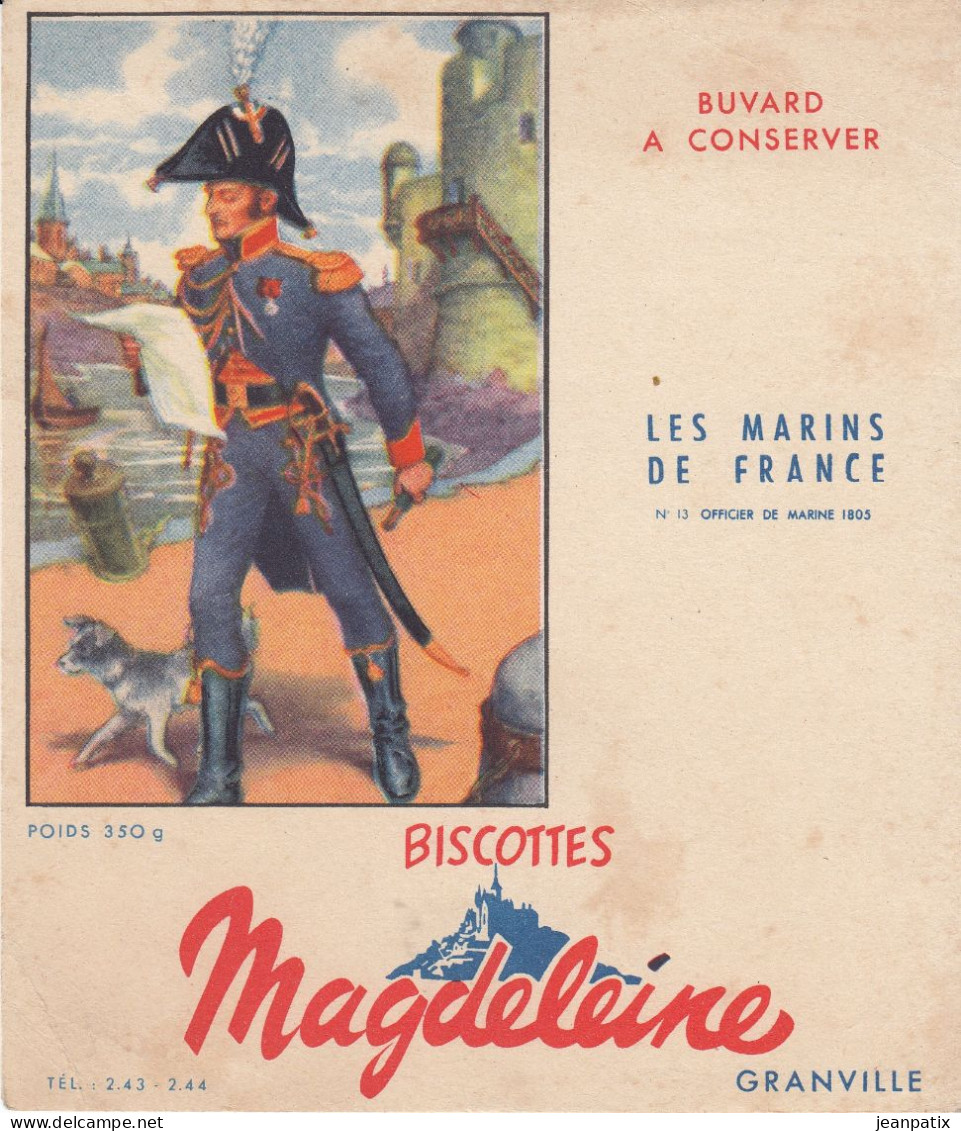 BUVARD & BLOTTER - Biscottes MAGDELEINE - Granville - Série Les Marins De France - N°13 - Officier De Marine 1805 - Other & Unclassified