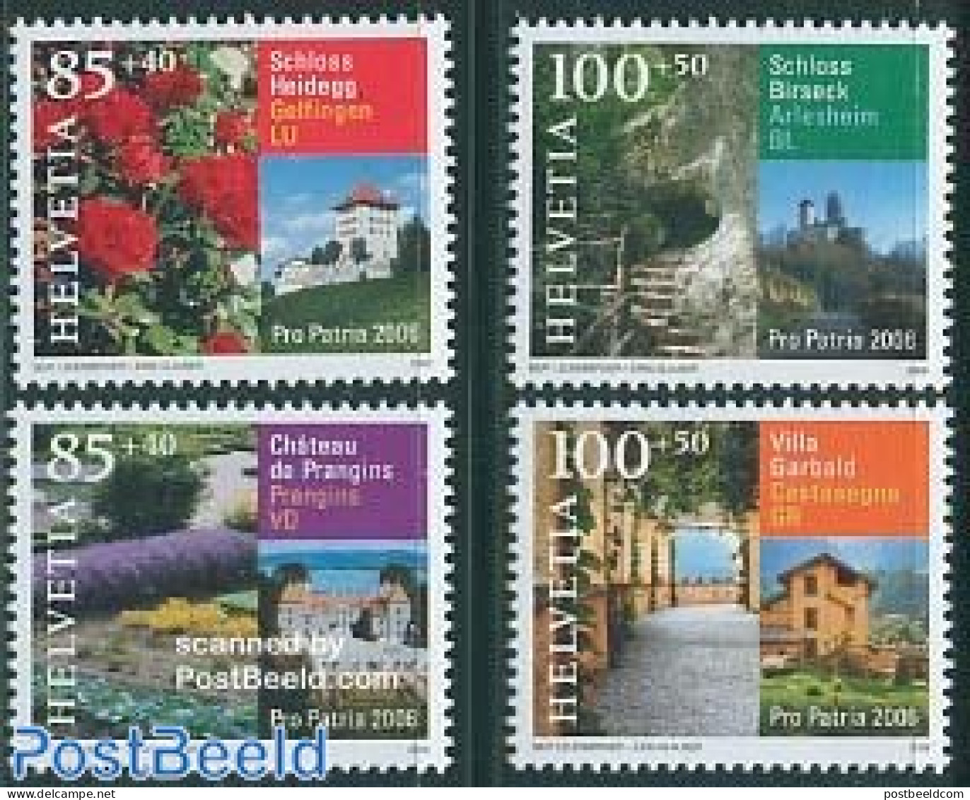 Switzerland 2006 Pro Patria 4v, Mint NH, Nature - Flowers & Plants - Roses - Art - Castles & Fortifications - Nuevos