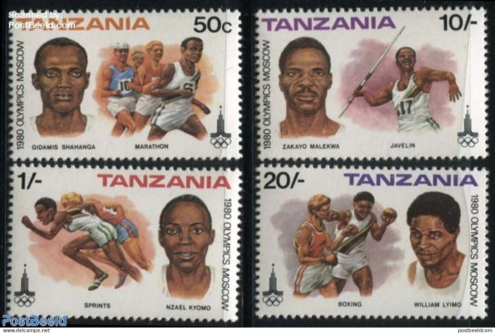 Tanzania 1980 Olympic Games Moscow 4v, Mint NH, Sport - Athletics - Boxing - Olympic Games - Leichtathletik