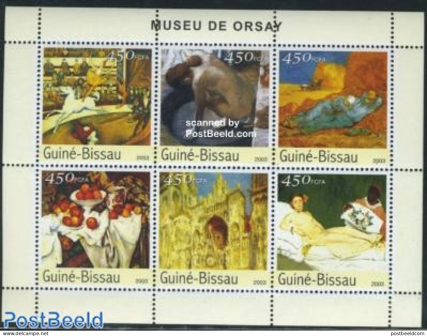 Guinea Bissau 2003 Orsay Museum 6v M/s, Mint NH, Nature - Performance Art - Horses - Circus - Art - Modern Art (1850-p.. - Cirque