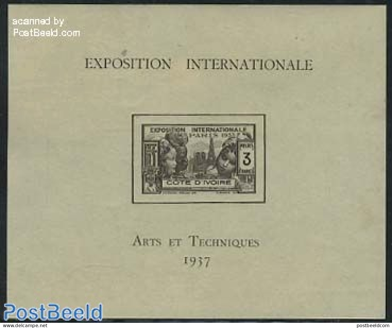 Ivory Coast 1937 World Expo Paris S/S, Mint NH, Various - World Expositions - Unused Stamps