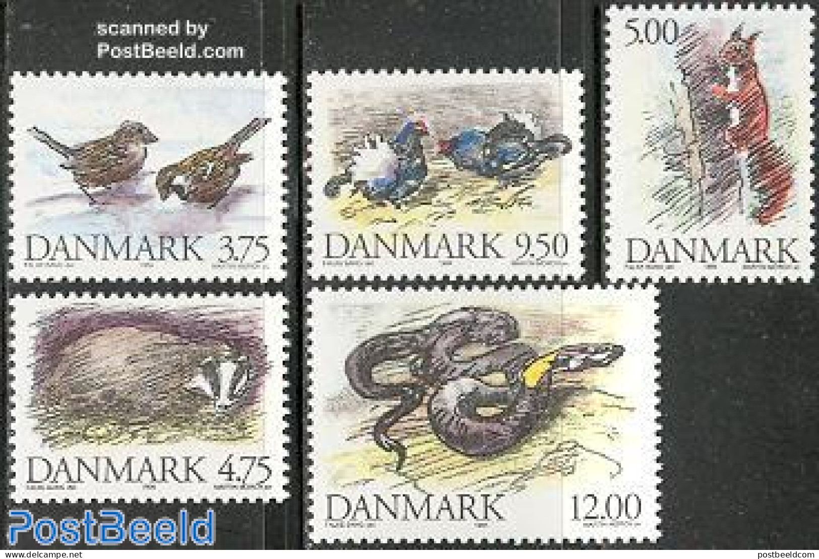 Denmark 1994 Animals 5v, Mint NH, Nature - Animals (others & Mixed) - Birds - Poultry - Reptiles - Snakes - Neufs