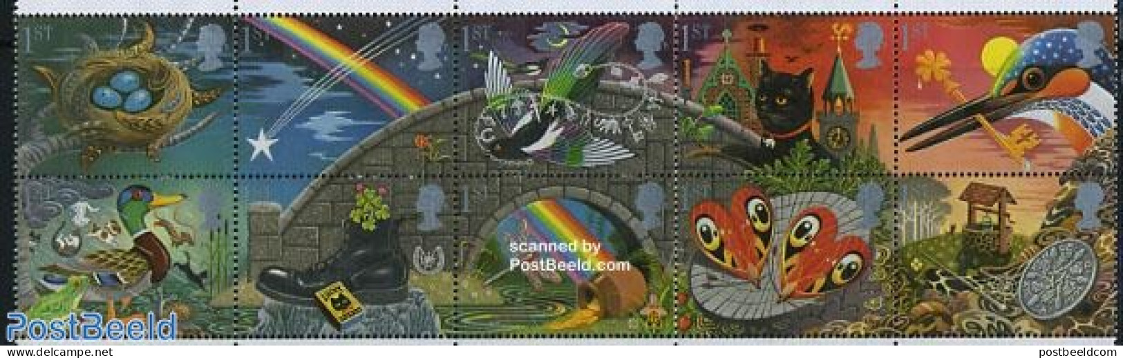 Great Britain 1991 Greeting Stamps 10v, Mint NH, Nature - Birds - Butterflies - Cats - Ducks - Kingfishers - Nuevos