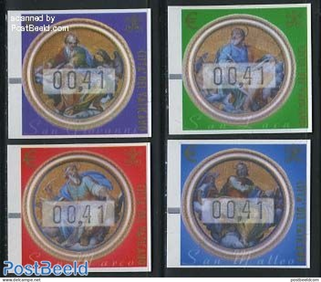 Vatican 2002 Automat Stamps 4v, Normal Paper, Mint NH, Automat Stamps - Art - Paintings - Unused Stamps