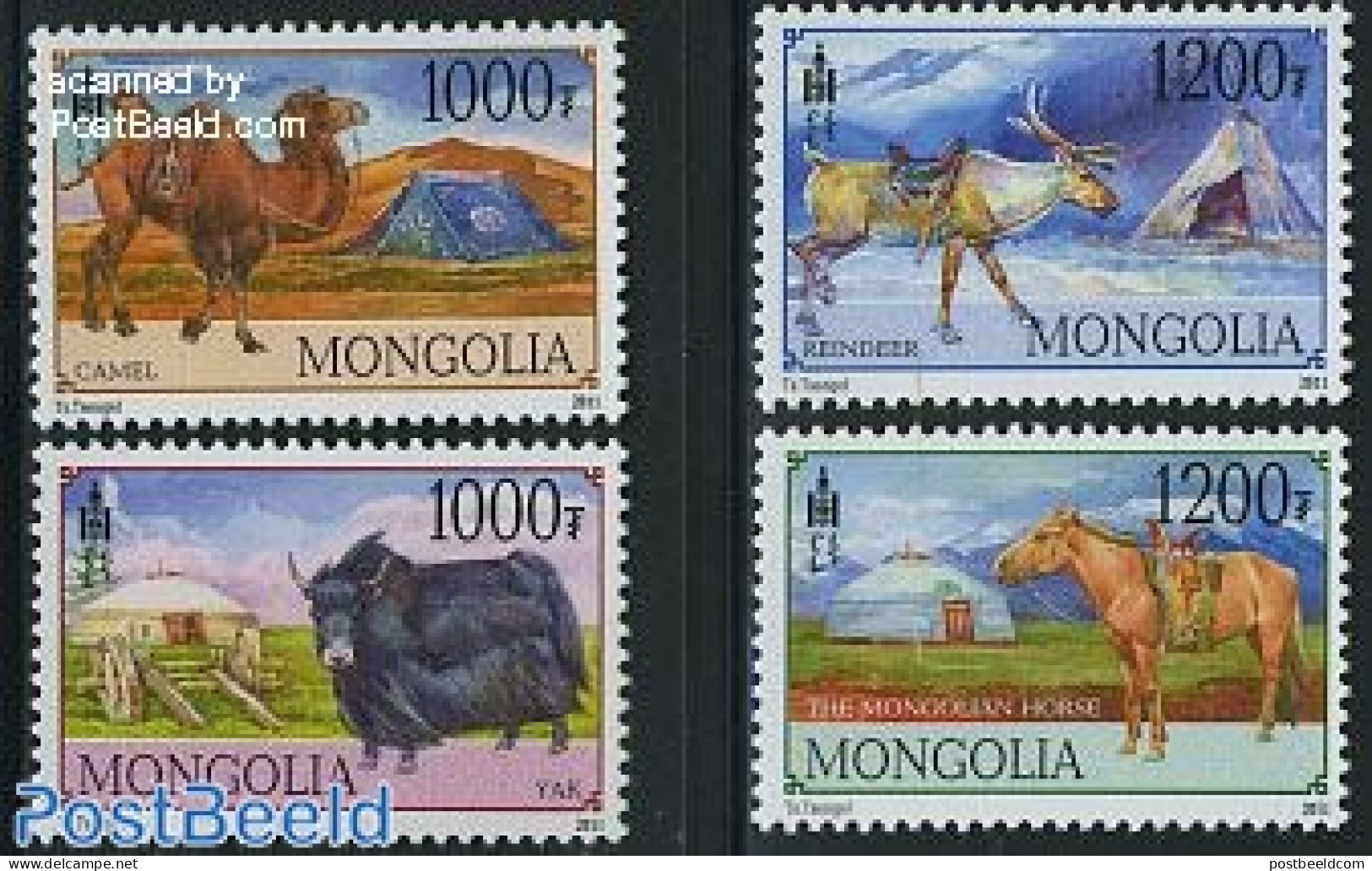 Mongolia 2011 Definitives, Animals 4v, Mint NH, Nature - Animals (others & Mixed) - Camels - Horses - Mongolie
