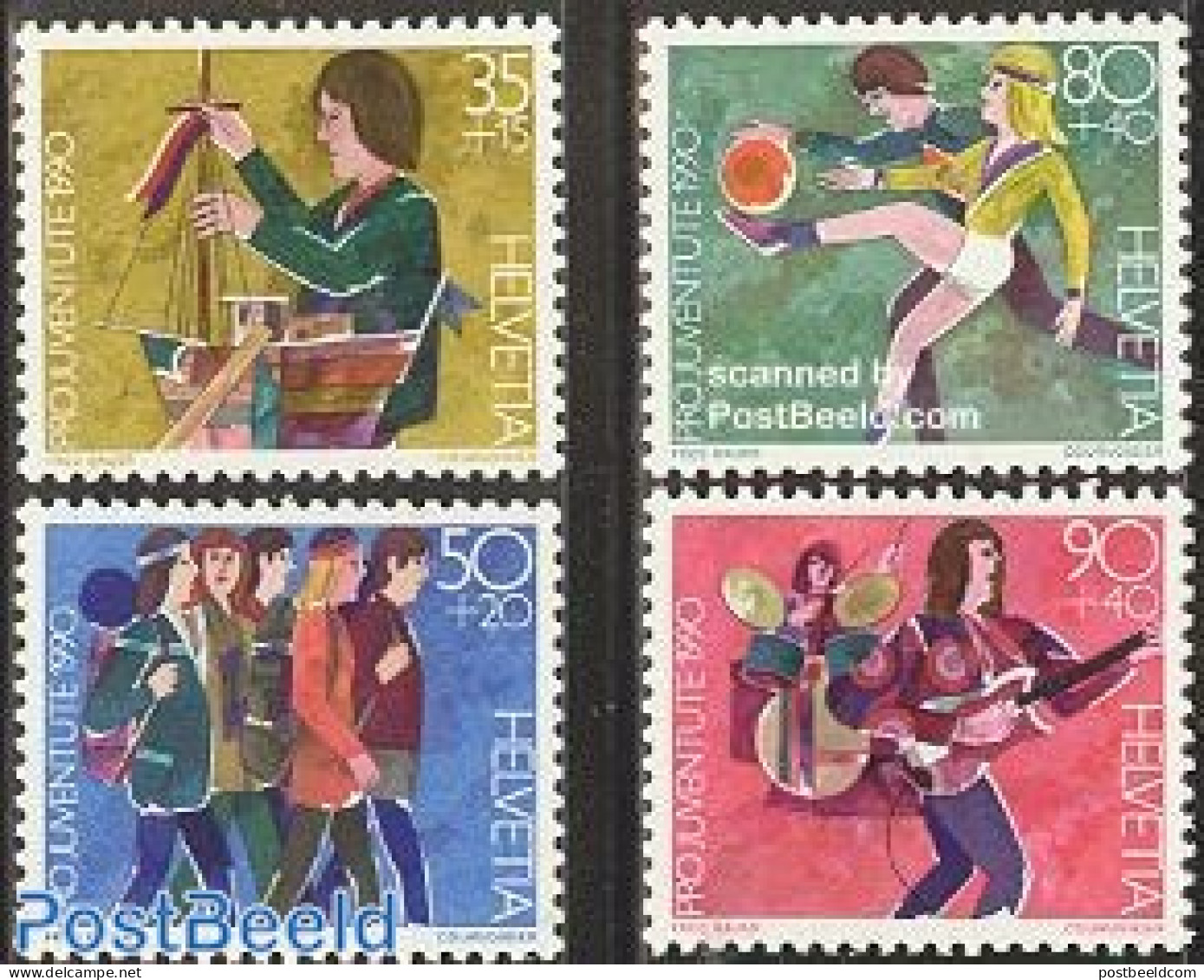 Switzerland 1990 Pro Juventute 4v, Mint NH, Performance Art - Sport - Transport - Music - Football - Sport (other And .. - Ongebruikt