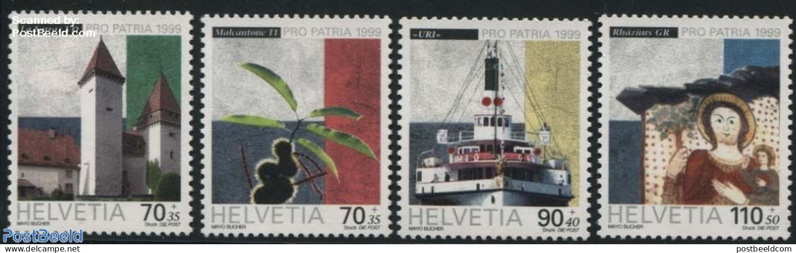 Switzerland 1999 Pro Patria 4v, Mint NH, Transport - Ships And Boats - Art - Castles & Fortifications - Neufs