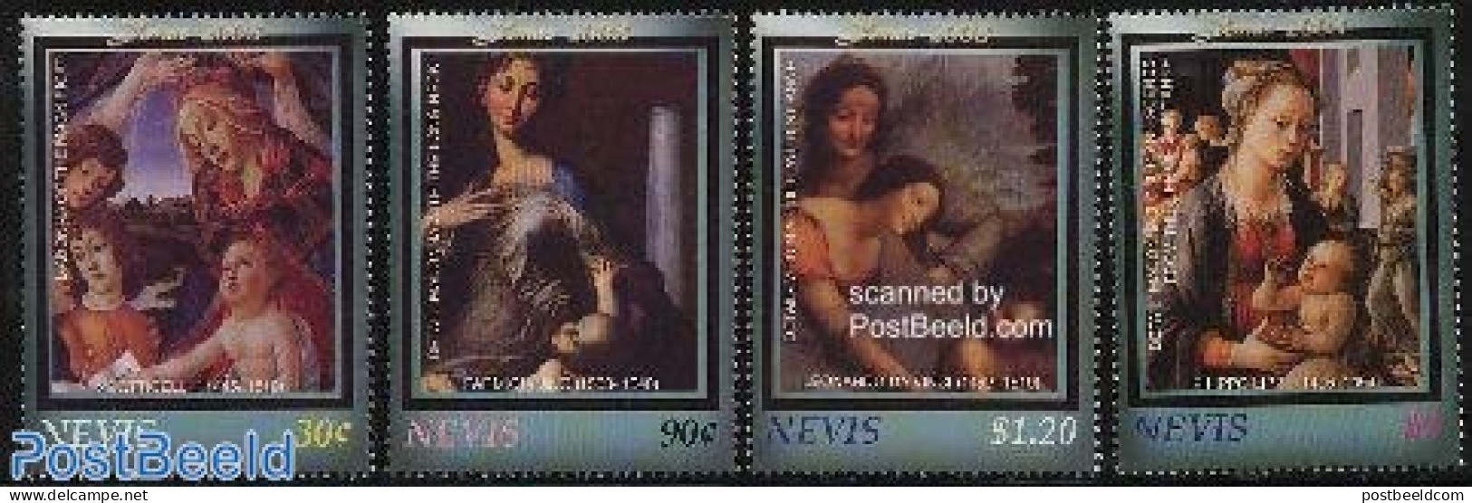 Nevis 2003 Christmas 4v, Mint NH, Religion - Christmas - Art - Leonardo Da Vinci - Paintings - Kerstmis
