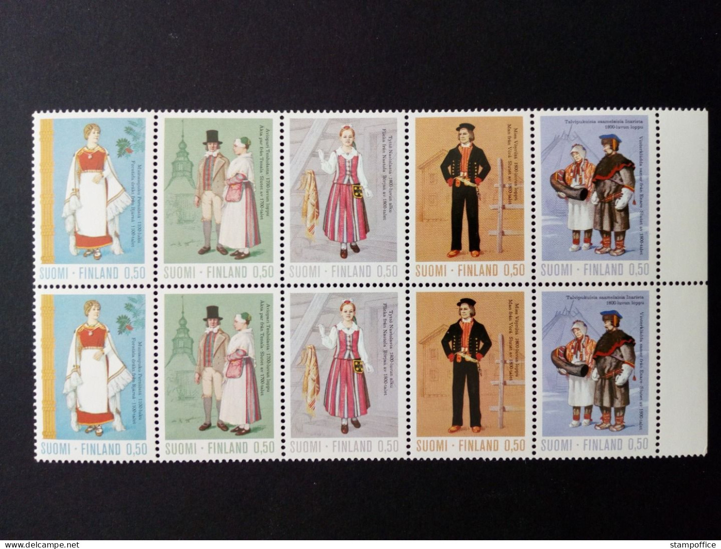 FINNLAND MI-NR. 710-714 POSTFRISCH(MINT) ZUSAMMENDRUCK AUS BOGEN TRACHTEN 1972 - Unused Stamps