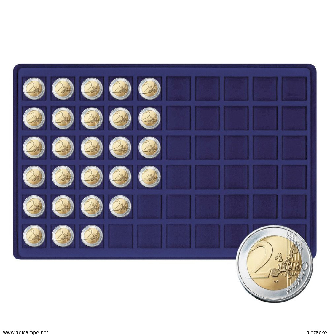 Lindner Münztableau Für 60 Münzen Bis 27 Mm Ø - Blau 2329M-60 Neu - Matériel