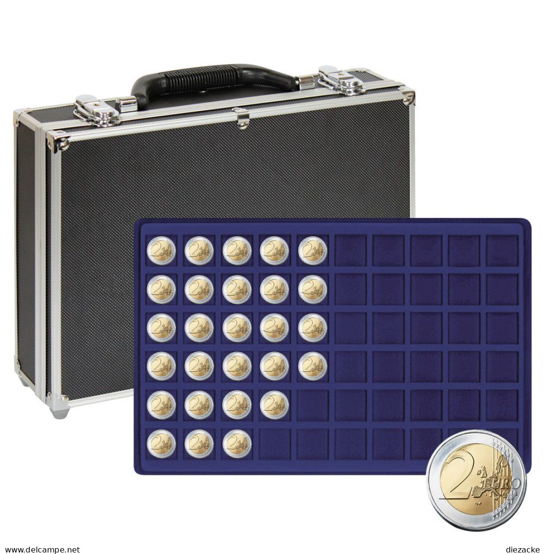 Lindner Münzkoffer 2338M-480 Mit 8 Blauen Münztableaus Für Münzen Bis 27mm Ø Neu - Material