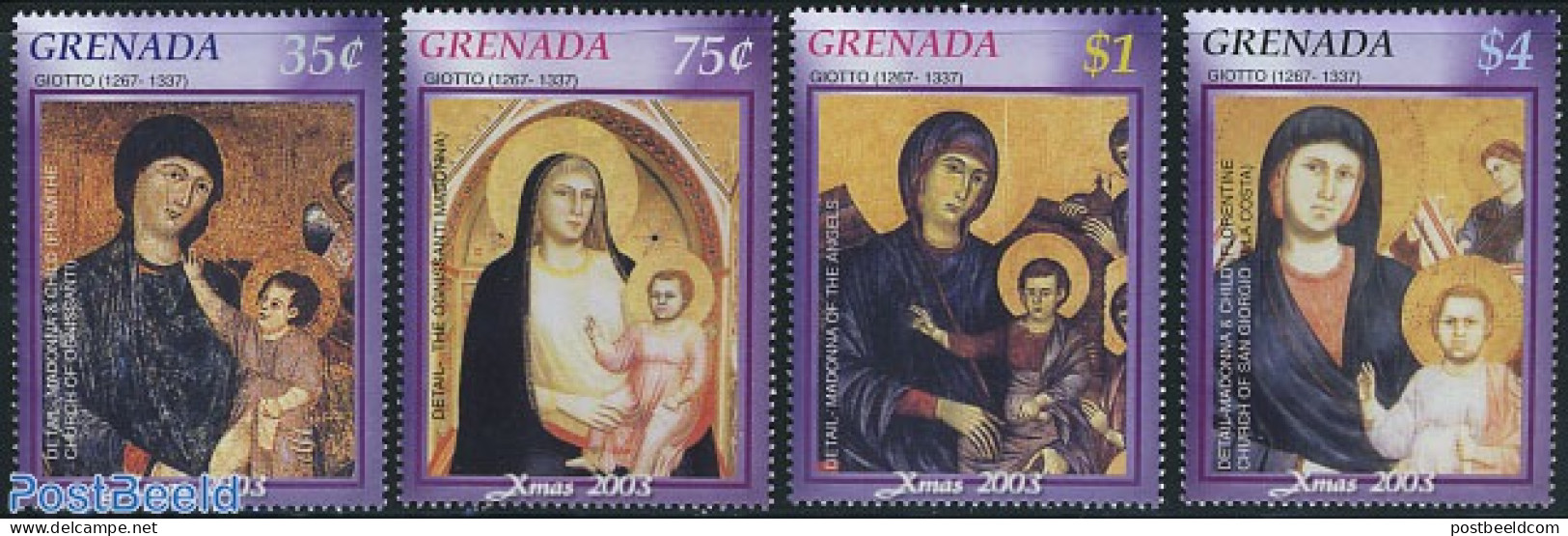 Grenada 2003 Christmas 4v, Mint NH, Religion - Christmas - Art - Paintings - Christmas