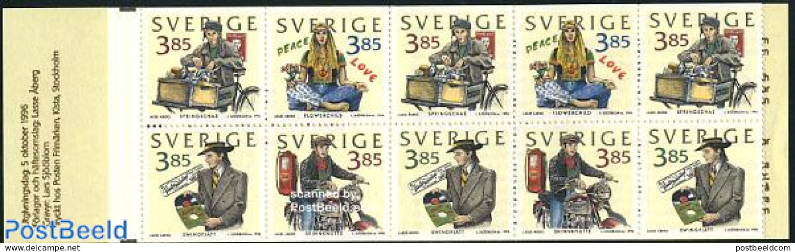 Sweden 1996 Stamp Day Booklet, Mint NH, History - Transport - Coat Of Arms - Stamp Booklets - Stamp Day - Motorcycles - Unused Stamps