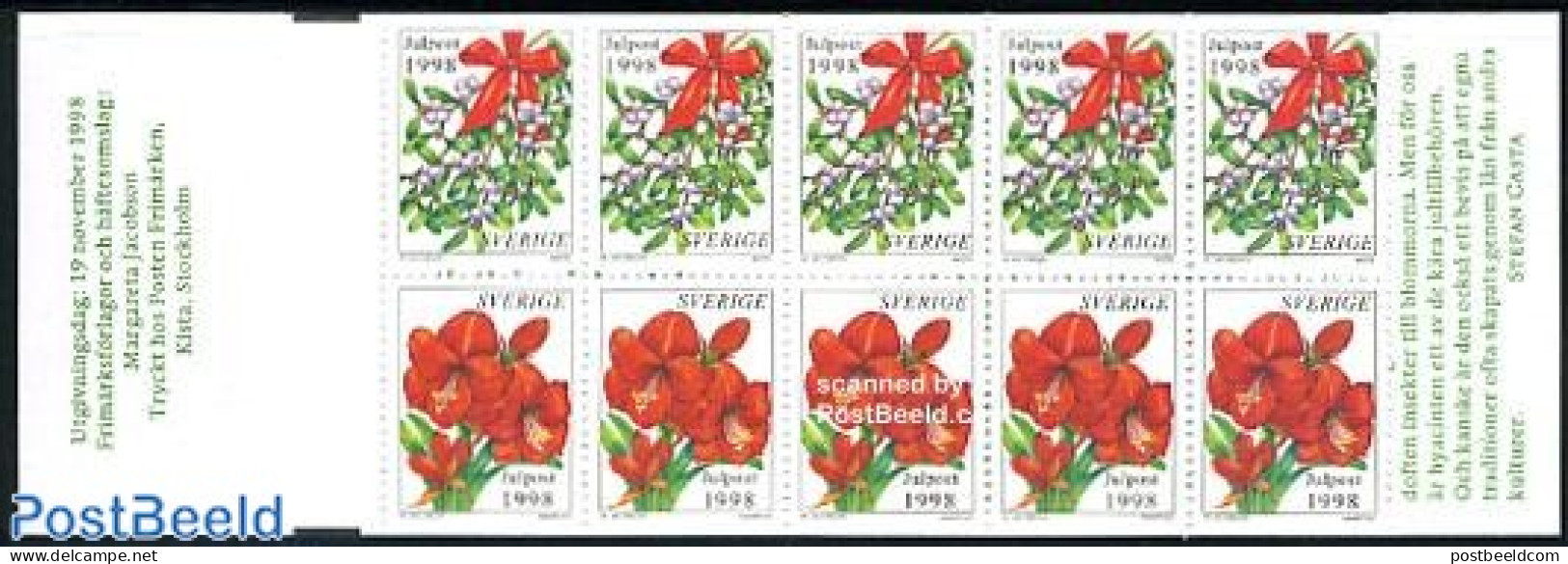 Sweden 1998 Christmas Booklet, Mint NH, Nature - Religion - Flowers & Plants - Christmas - Stamp Booklets - Nuevos