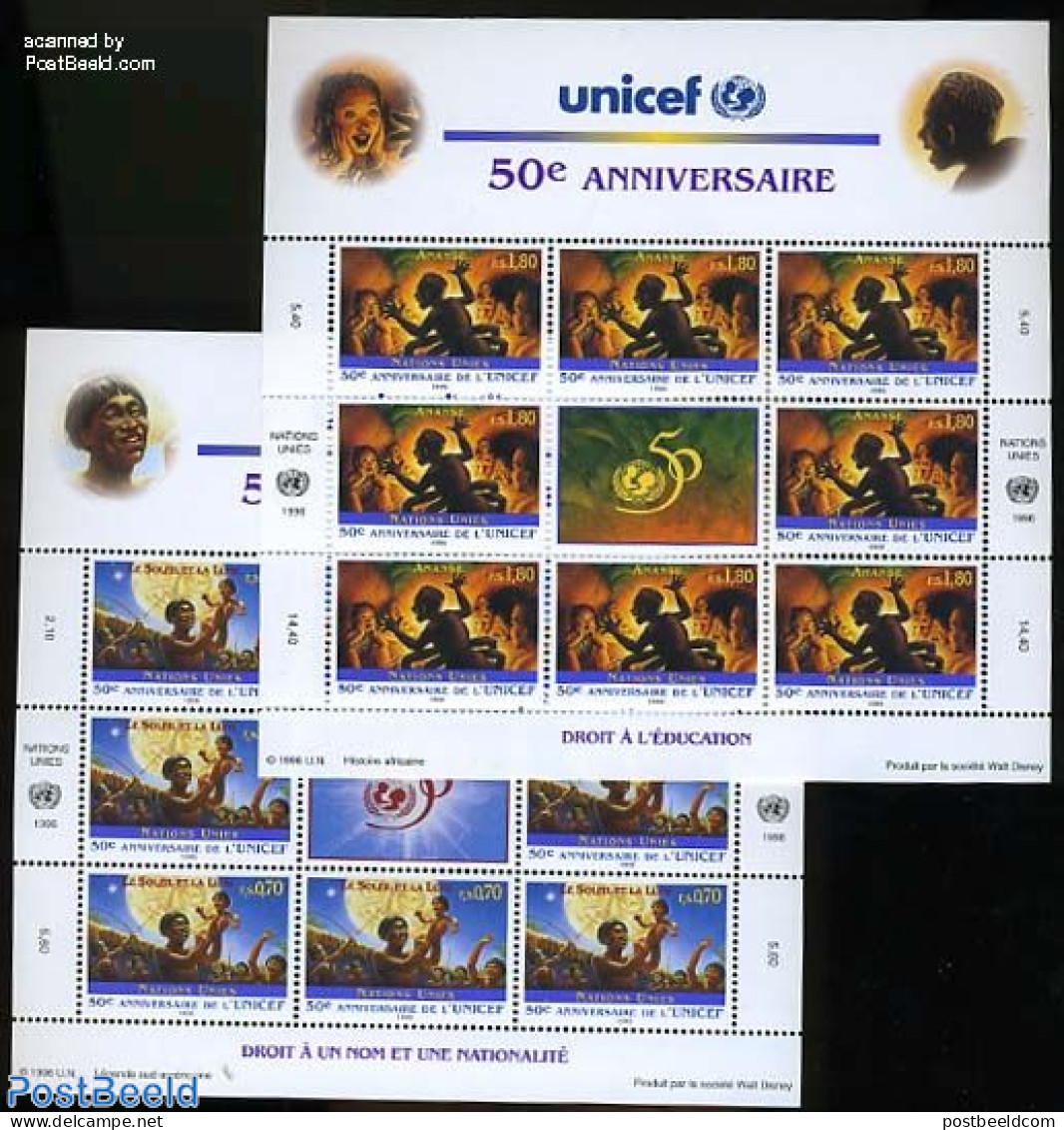 United Nations, Geneva 1996 UNICEF 2 M/ss, Mint NH, History - Unicef - Autres & Non Classés