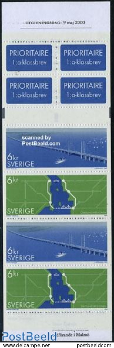 Sweden 2000 Oresund Bridge Booklet, Mint NH, Transport - Various - Stamp Booklets - Ships And Boats - Maps - Art - Bri.. - Neufs