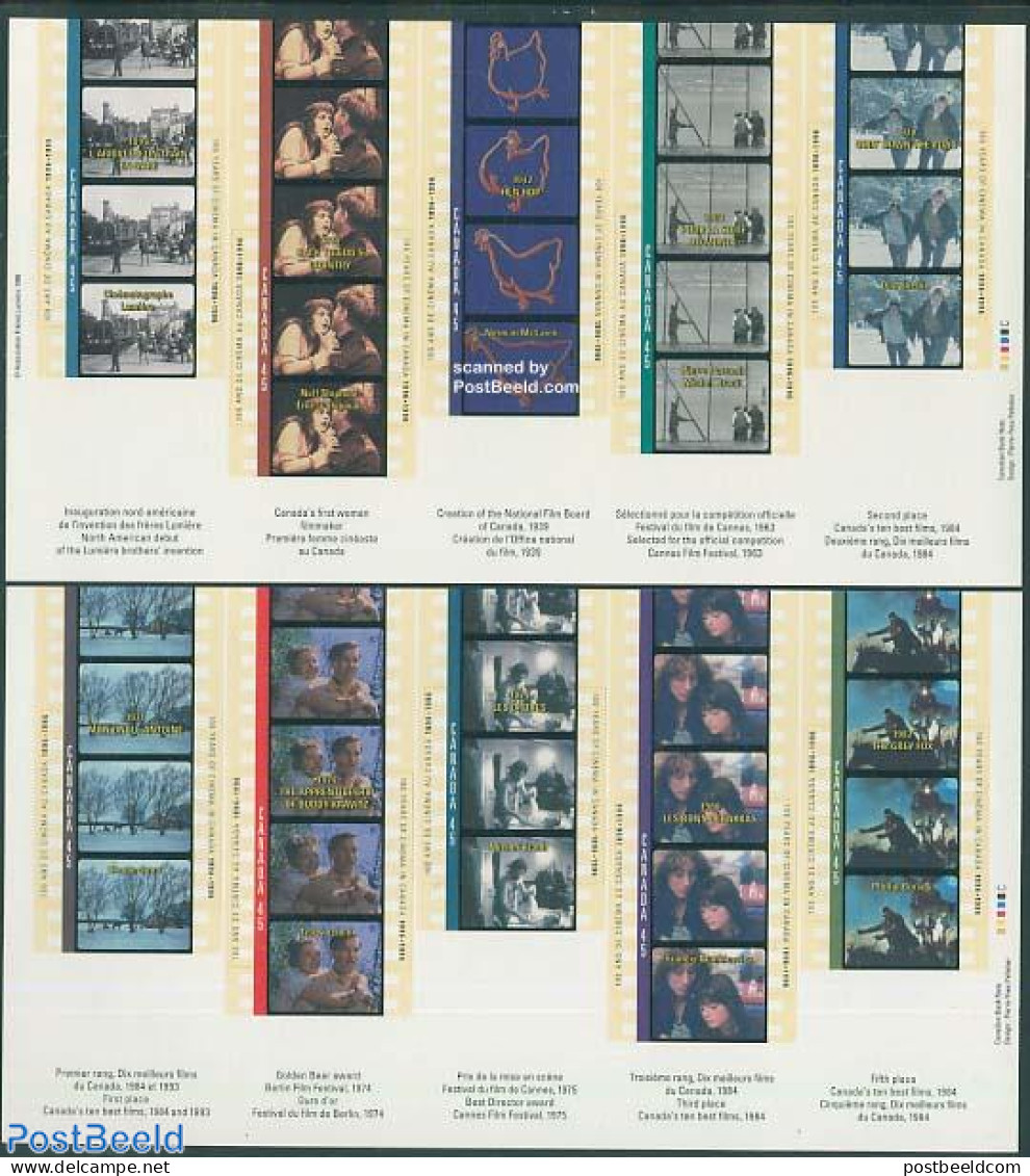 Canada 1996 Film Centenary 2 S/s, Mint NH, Nature - Performance Art - Transport - Horses - Poultry - Film - Railways - Unused Stamps