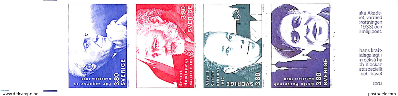 Sweden 1990 Nobelprize Winners Booklet, Mint NH, History - Nobel Prize Winners - Stamp Booklets - Art - Authors - Ongebruikt