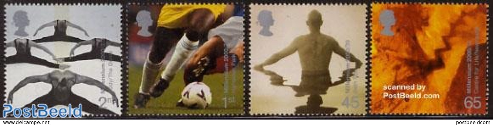 Great Britain 2000 Millennium, Health & Body 4v, Mint NH, Health - Sport - Health - Football - Andere & Zonder Classificatie