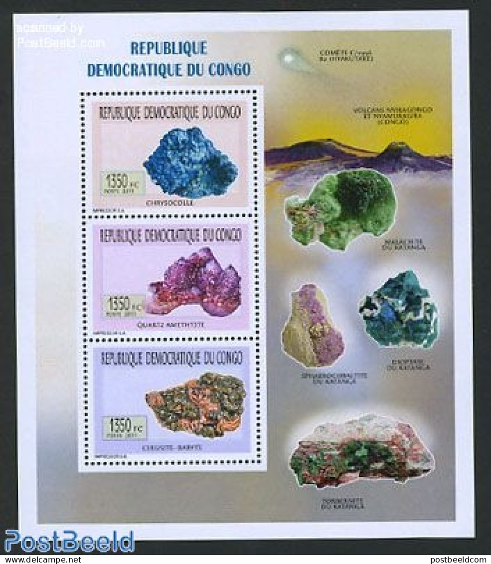 Congo Dem. Republic, (zaire) 2011 Minerals 3v M/s, Mint NH, History - Geology - Sonstige & Ohne Zuordnung