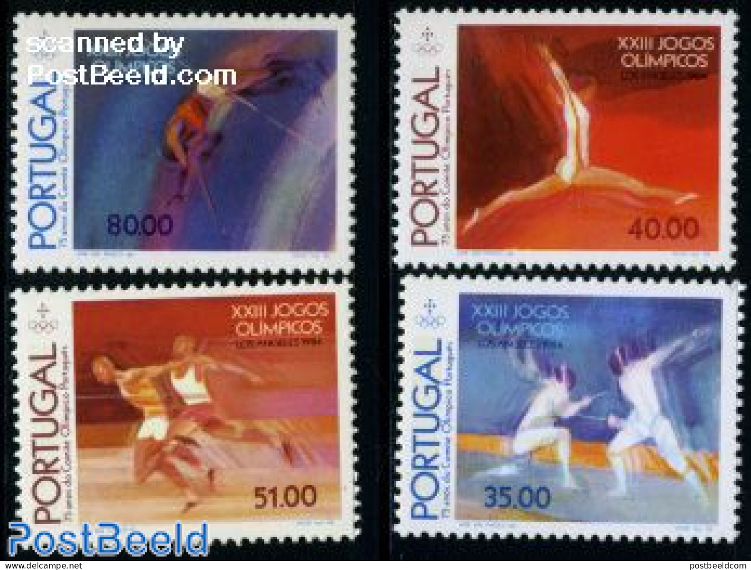 Portugal 1984 Olympic Games Los Angeles 4v, Mint NH, Sport - Athletics - Fencing - Gymnastics - Olympic Games - Unused Stamps