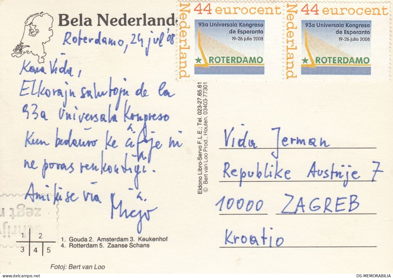Esperanto Bela Nederlando Netherlands Old Postcard 2008 - Esperanto