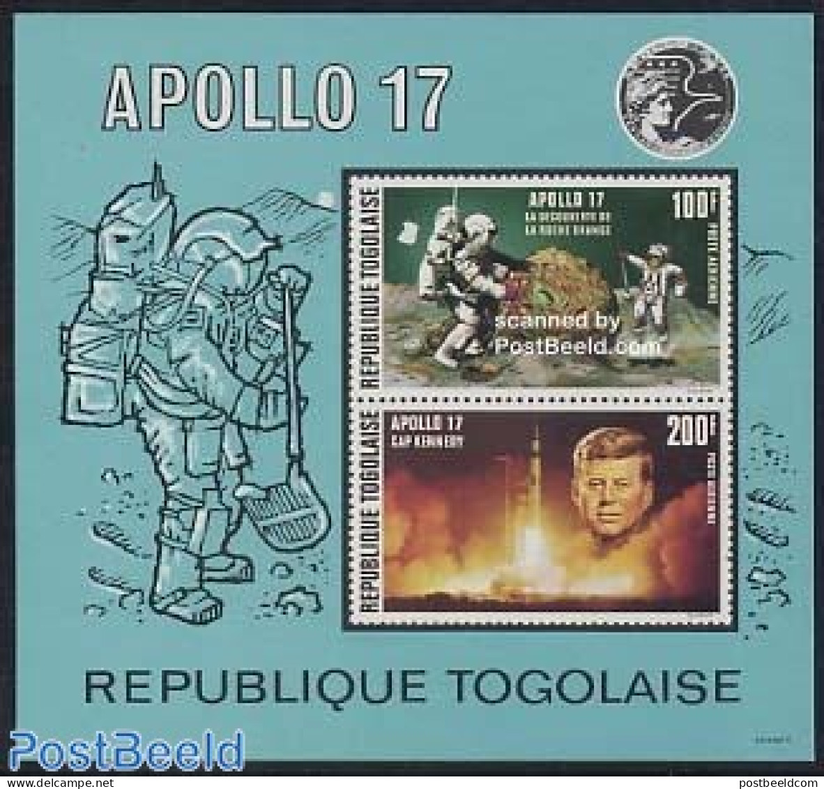 Togo 1973 Apollo 17 S/s, Mint NH, Transport - Space Exploration - Togo (1960-...)