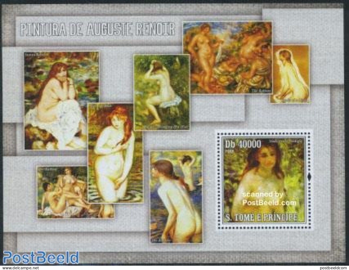 Sao Tome/Principe 2006 Auguste Renoir S/s, Mint NH, Art - Modern Art (1850-present) - Nude Paintings - Paintings - São Tomé Und Príncipe