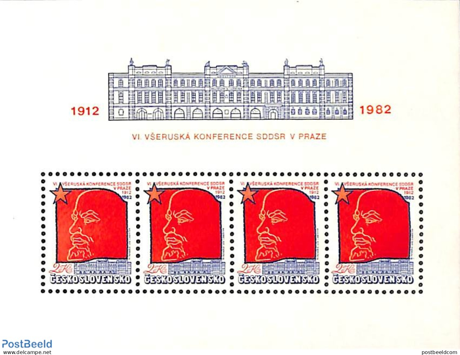 Czechoslovkia 1982 Social Democratic Congress S/s, Mint NH, History - Lenin - Altri & Non Classificati