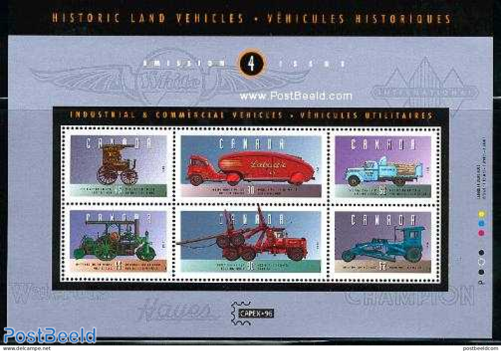 Canada 1996 Capex S/s, Mint NH, Transport - Automobiles - Unused Stamps