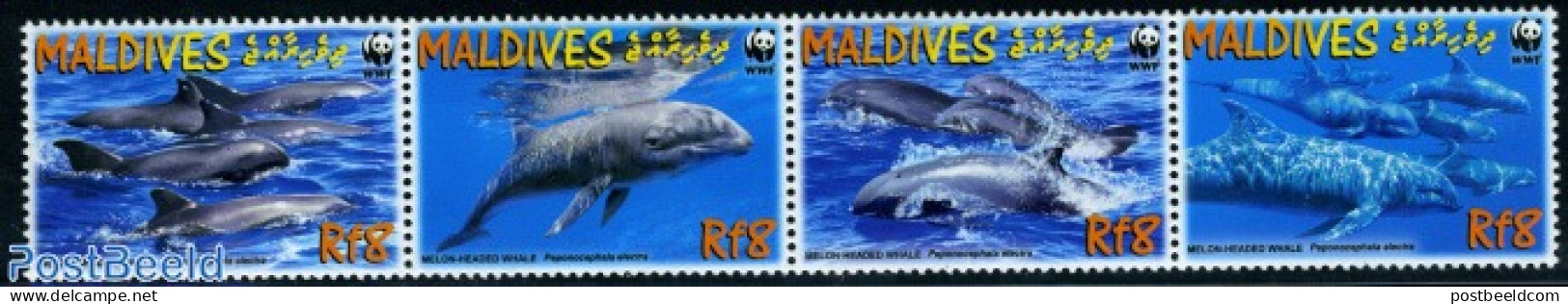 Maldives 2009 WWF, Melon-headed Whale 4v [:::], Mint NH, Nature - Sea Mammals - World Wildlife Fund (WWF) - Maldives (1965-...)