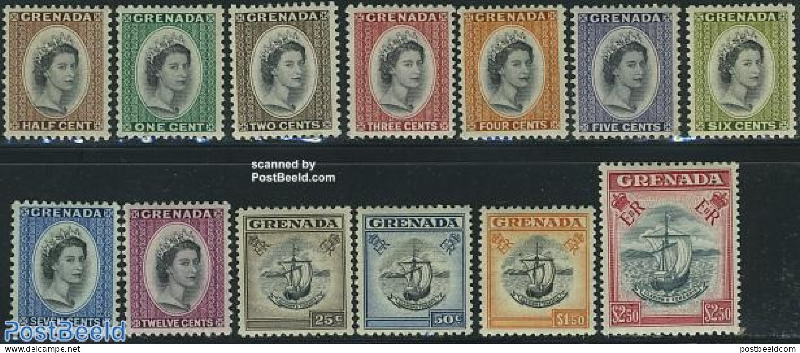 Grenada 1953 Definitives 13v, Unused (hinged), Transport - Ships And Boats - Schiffe