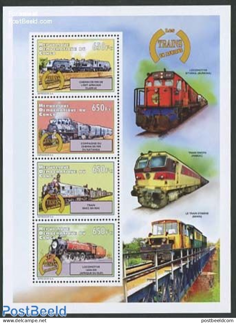 Congo Dem. Republic, (zaire) 2012 Locomotives 4v M/s, Mint NH, Transport - Railways - Eisenbahnen