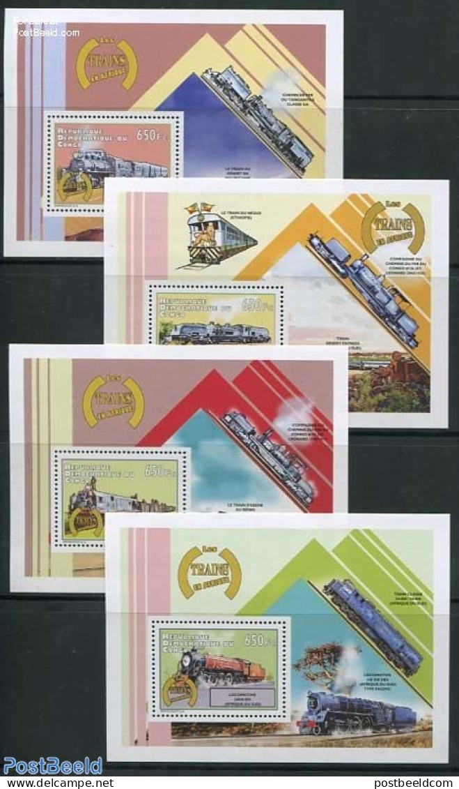 Congo Dem. Republic, (zaire) 2012 Locomotives 4 S/s, Mint NH, Transport - Railways - Trains