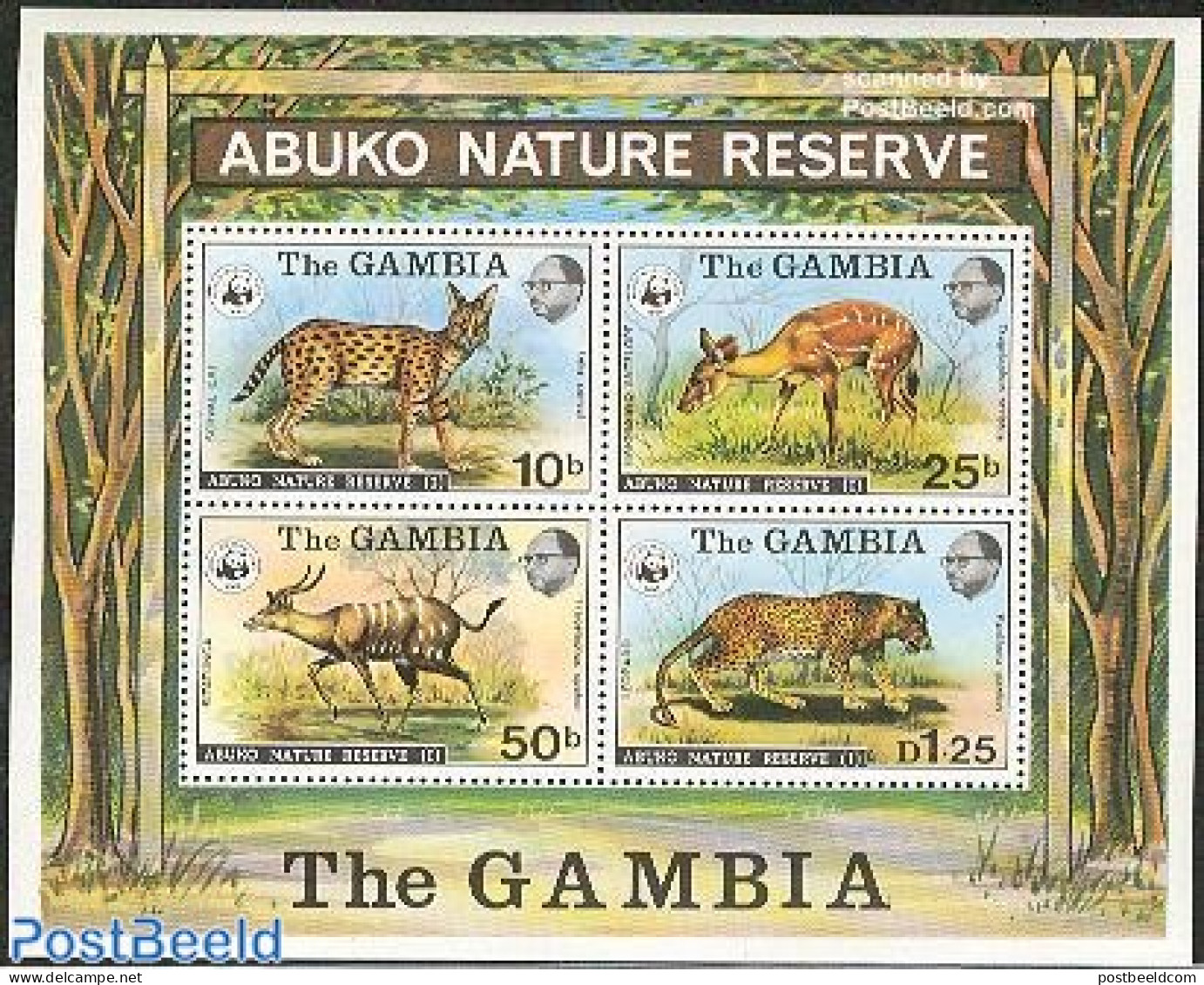 Gambia 1976 WWF, Abuko Park S/s, Mint NH, Nature - Animals (others & Mixed) - Cat Family - World Wildlife Fund (WWF) - Gambia (...-1964)