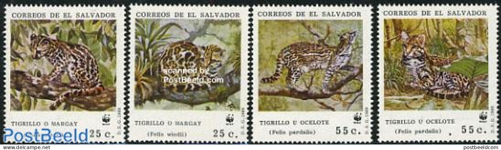 El Salvador 1988 WWF, Tigers 4v, Mint NH, Nature - Animals (others & Mixed) - Cat Family - World Wildlife Fund (WWF) - El Salvador