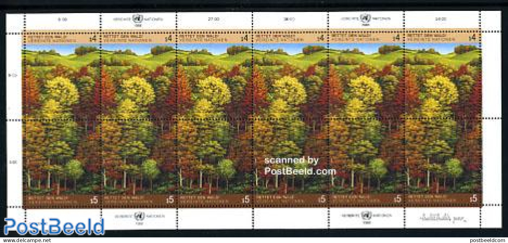 United Nations, Vienna 1988 Trees M/s, Mint NH, Nature - Trees & Forests - Rotary, Lions Club