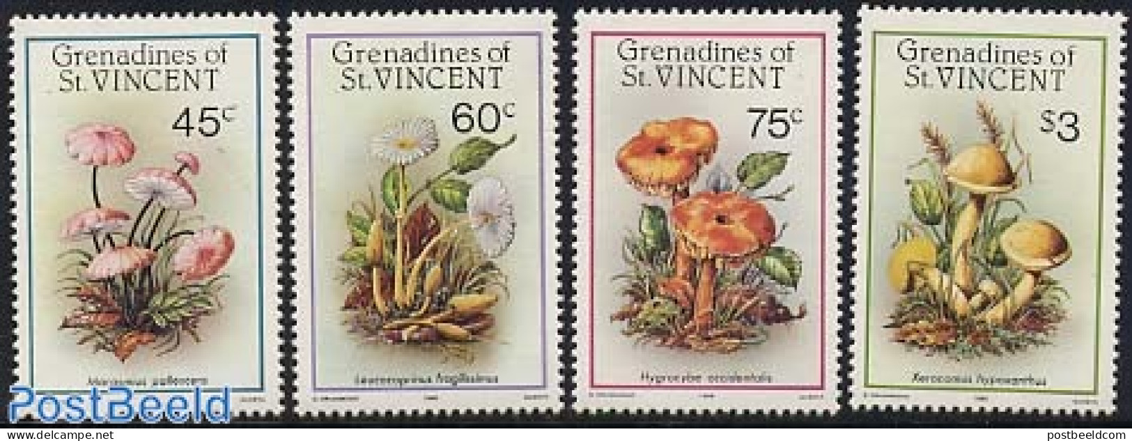 Saint Vincent & The Grenadines 1986 Mushrooms 4v, Mint NH, Nature - St.-Vincent En De Grenadines