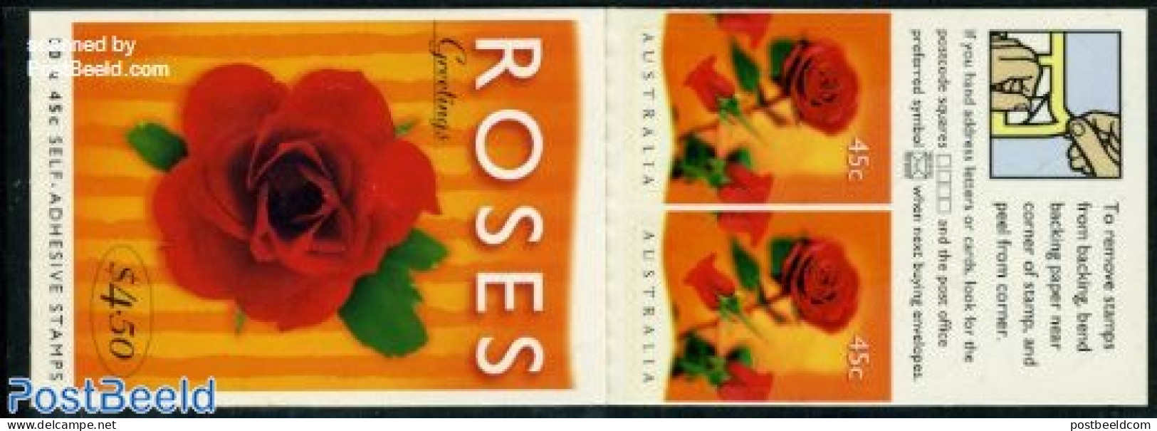 Australia 1997 Valentine Booklet S-a, Mint NH, Nature - Roses - Stamp Booklets - Nuevos