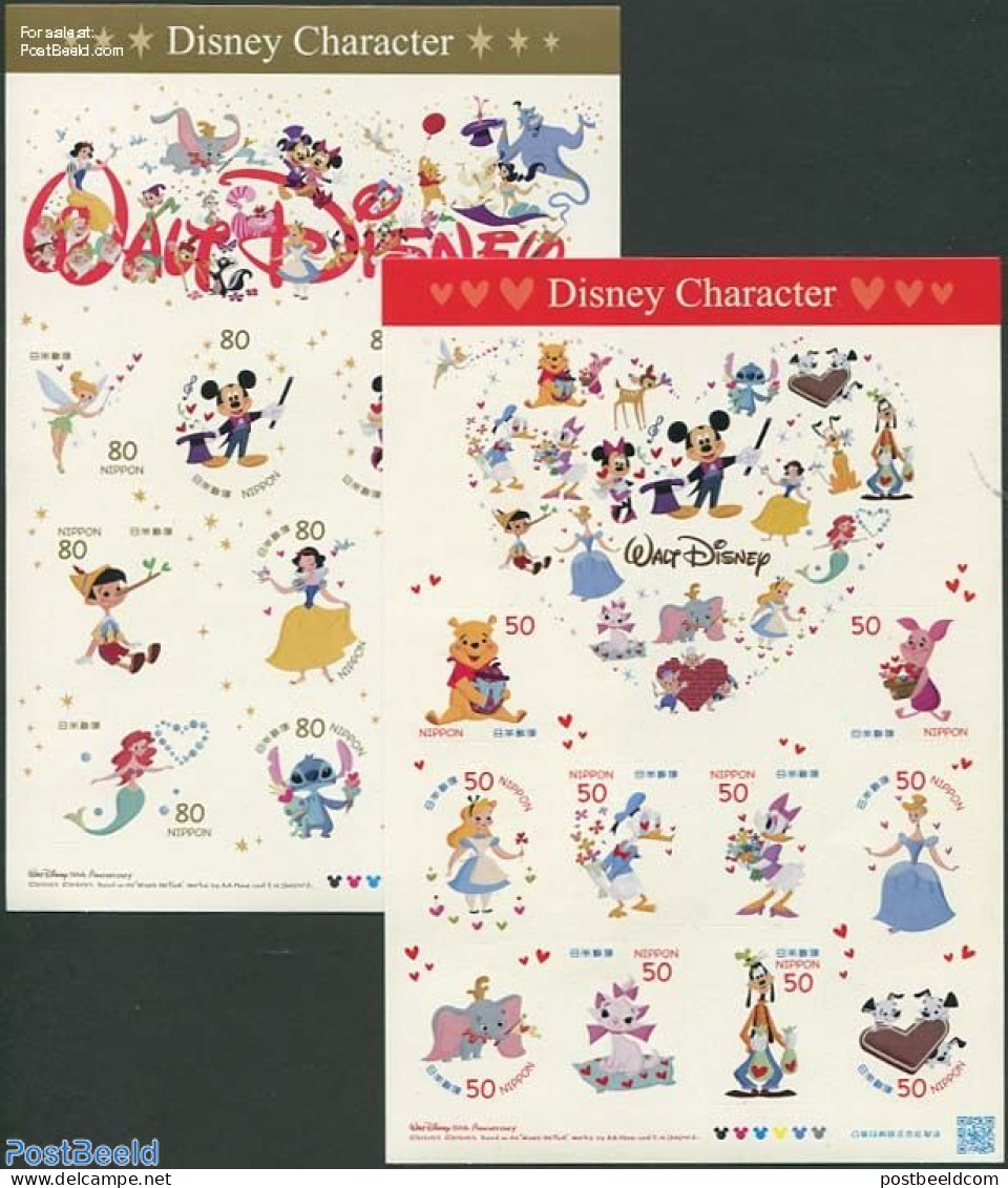 Japan 2012 Disney Characters 20v S-a (2 M/ss), Mint NH, Art - Disney - Unused Stamps