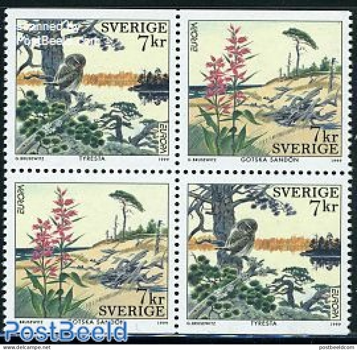 Sweden 1999 Europa, Parks 4v [+], Mint NH, History - Nature - Europa (cept) - Owls - Trees & Forests - Nuovi