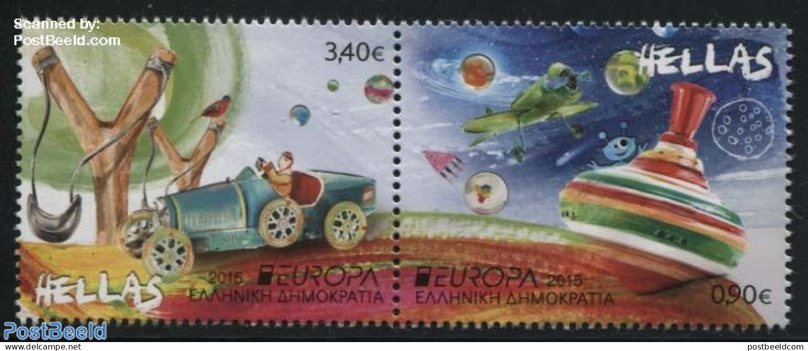 Greece 2015 Europa, Old Toys 2v [:], Mint NH, History - Transport - Various - Europa (cept) - Automobiles - Aircraft &.. - Ongebruikt