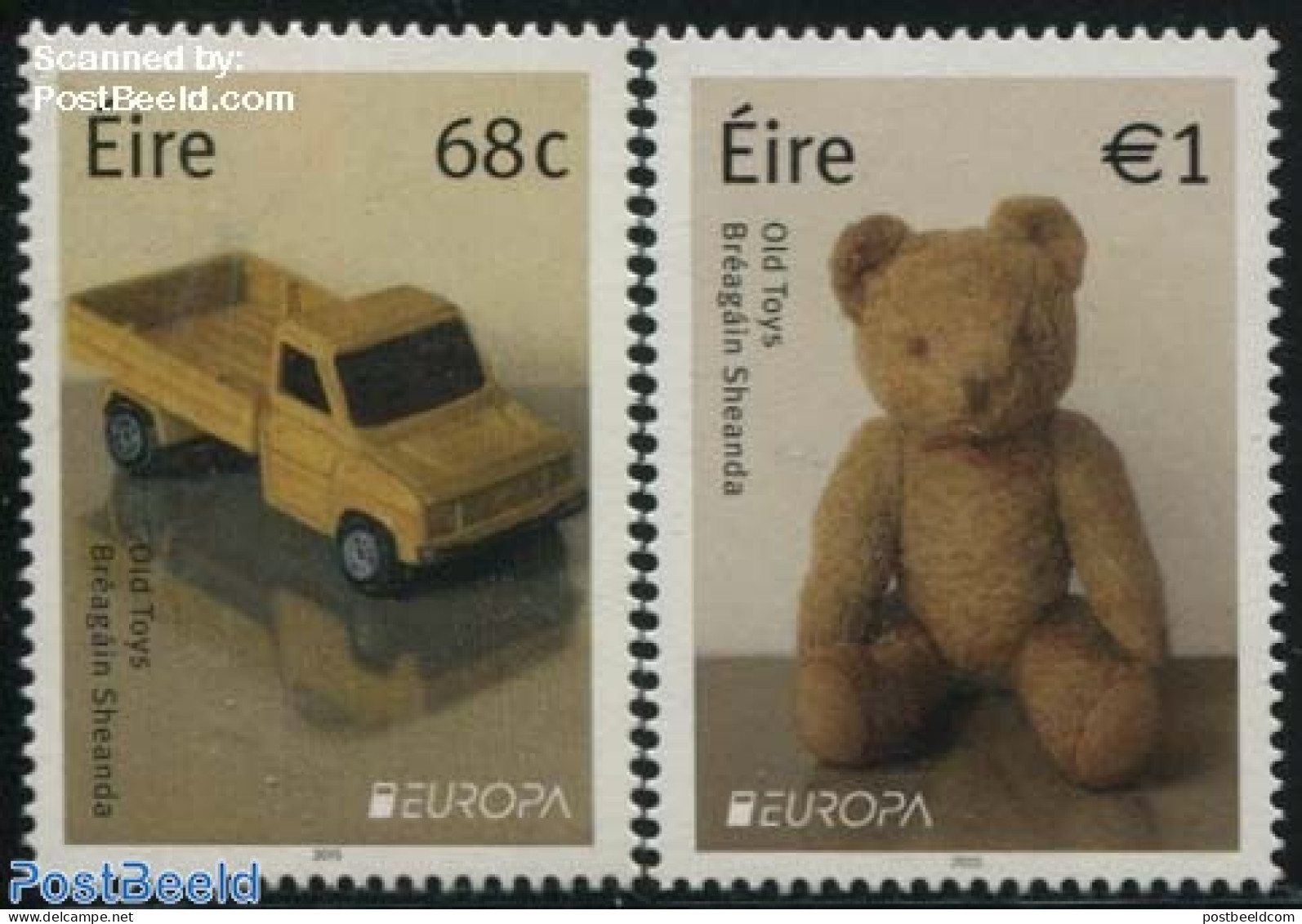 Ireland 2015 Europa, Old Toys 2v, Mint NH, History - Transport - Various - Europa (cept) - Automobiles - Teddy Bears -.. - Unused Stamps
