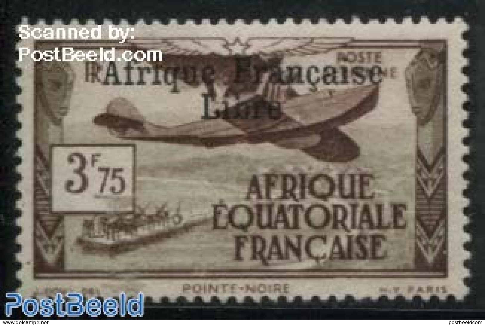 French Equatorial Africa 1940 3.75Fr, Stamp Out Of Set, Mint NH, Transport - Aircraft & Aviation - Ongebruikt
