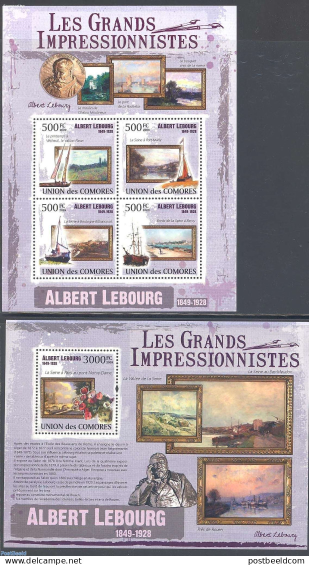 Comoros 2009 Albert Lebourg 2 S/s, Mint NH, Transport - Ships And Boats - Art - Modern Art (1850-present) - Paintings - Boten