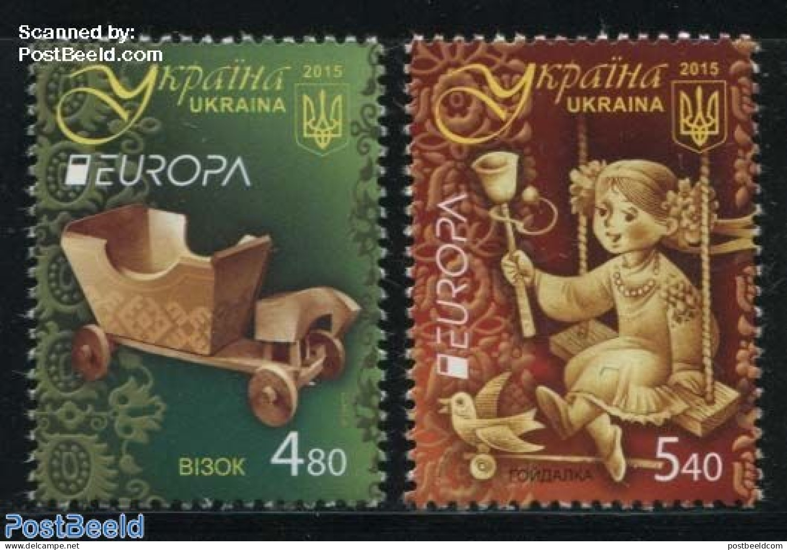 Ukraine 2015 Europa, Old Toys 2v, Mint NH, History - Nature - Various - Europa (cept) - Birds - Toys & Children's Games - Ucrania