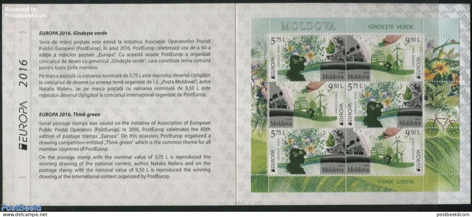 Moldova 2016 Europa, Think Green Booklet, Mint NH, History - Nature - Science - Sport - Various - Europa (cept) - Bird.. - Environment & Climate Protection